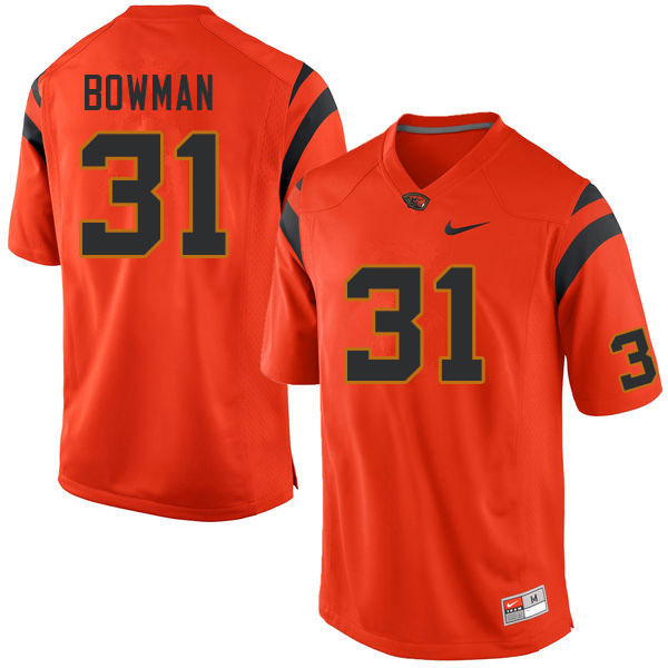 Men #31 Joe Bowman Oregon State Beavers College Football Jerseys Sale-Orange